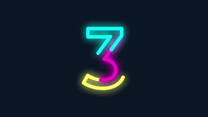 Neon glowing countdown, timer animation numbers from 1 to 10. Alpha channel