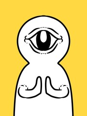 cute cartoon on yellow background