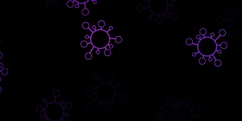 Dark purple vector texture with disease symbols.