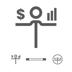 Profitable business people line art vector icons