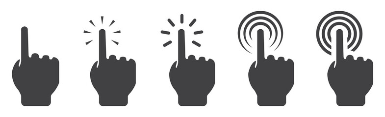Set of cursor сomputer mouse or click cursor icon with hand clicks concept