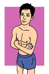 Fototapeta premium cute man cartoon on pink background