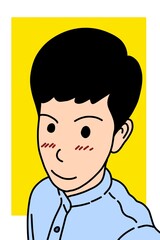 cute man cartoon on yellow background