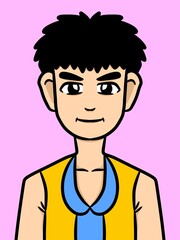 cute man cartoon on pink background