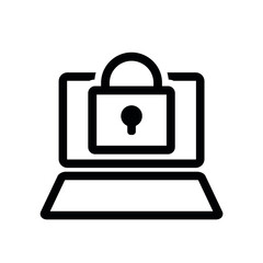Laptop with padlock icon. Security protection concept. Illustration vector