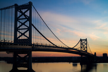 The Benjamin Franklin Bridge Sunset Reverse Light