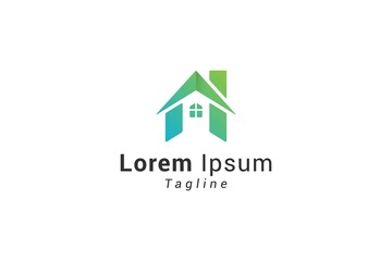 Letter A simple green house logo