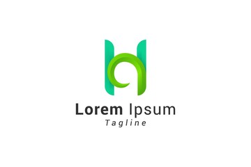 Letter H creative green colour Natural flora logo