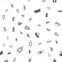 Set Temperature wash, Yarn, Time and Bottle for cleaning agent on seamless pattern. Vector