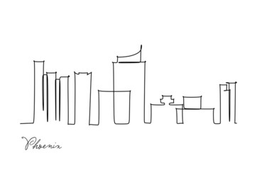One line style Phoenix city skyline. Simple modern minimalistic style vector. Continuous line drawing