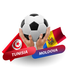 Soccer football competition match, national teams tunisia vs moldova