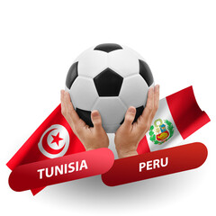 Soccer football competition match, national teams tunisia vs peru