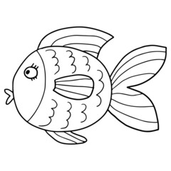 Cute cartoon hand drawn doodle Golden fish.