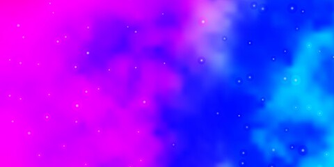 Light Pink, Blue vector layout with bright stars.