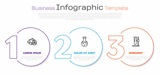 Set line Radioactive, Test tube and flask on stand. Business infographic template. Vector