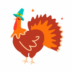 Cute cartoon Thanksgiving turkey.
