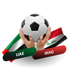 Soccer football competition match, national teams uae vs iraq