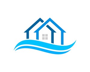 Simple infinity house with beach wave above