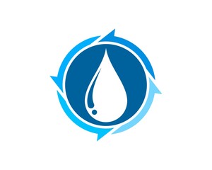 Circular arrow with water drop inside