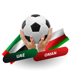 Soccer football competition match, national teams uae vs oman