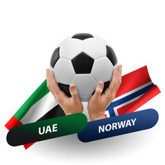 Soccer football competition match, national teams uae vs norway