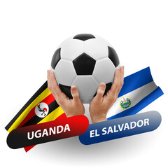 Soccer football competition match, national teams uganda vs el salvador