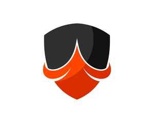 Abstract shield with swoosh inside