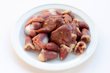 Mixed chicken entrails in white plate