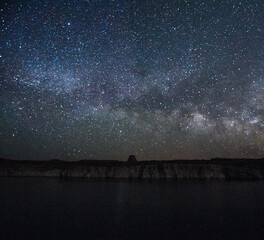 Milky Way over Lake Powell in the Arizona Desert.