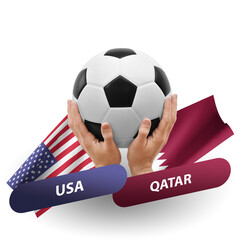 Soccer football competition match, national teams usa vs qatar