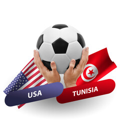 Soccer football competition match, national teams usa vs tunisia