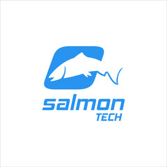 Modern Animal Logo with Salmon Fish Element Graphic Design Template Idea