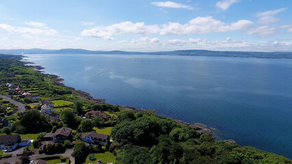Aerial photo of Belfast Lough at Helen's Bay Co Down Northern Ireland