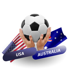 Soccer football competition match, national teams usa vs australia