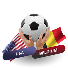 Soccer football competition match, national teams usa vs belgium