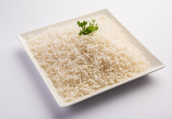 Cooked plain white basmati rice