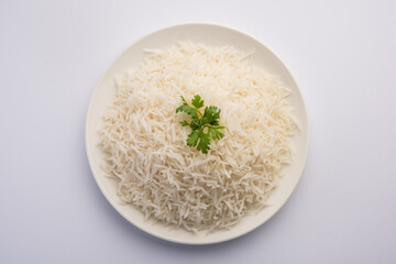 Cooked plain white basmati rice