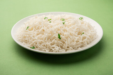 Cooked plain white basmati rice