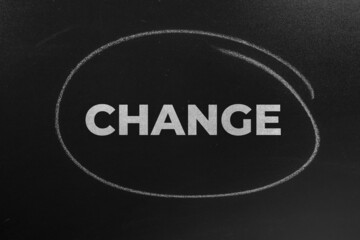 The Word change Written On The Chalkboard. change concept background.