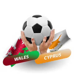 Soccer football competition match, national teams wales vs cyprus