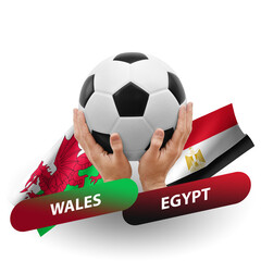 Soccer football competition match, national teams wales vs egypt
