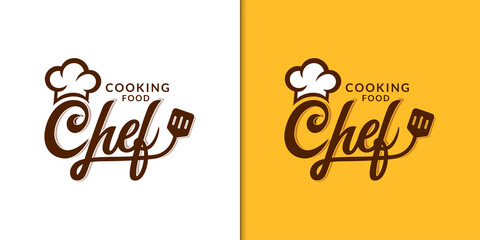 Chef cooking  logo with hat for restaurant logotype design template
