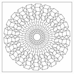 Simple mandala designs to color. Easy coloring pages. Rotational ribbons illustration. Black on white patterns. EPS8 file. Coloring-#397