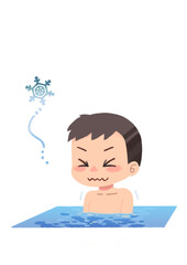 水風呂を楽しむ男性