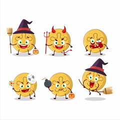 Halloween expression emoticons with cartoon character of dalgona candy coral reefs