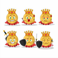 A Charismatic King dalgona candy coral reefs cartoon character wearing a gold crown