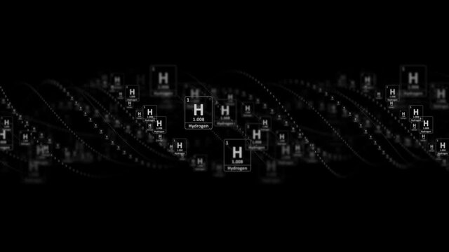 HYDROGEN Molecule Symbol, Animation, Rendering, Background, Loop, 4k
