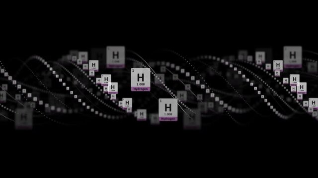 HYDROGEN Molecule Symbol, Animation, Rendering, Background, Loop, 4k
