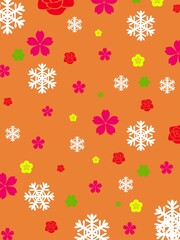 seamless floral pattern and snowflakes ornament