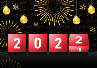 2022 new year background decorative with luxury golden firework and glister texture